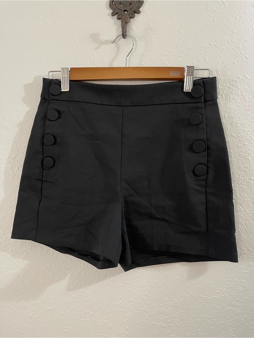 Express Black High-Waist Button-Accent Shorts